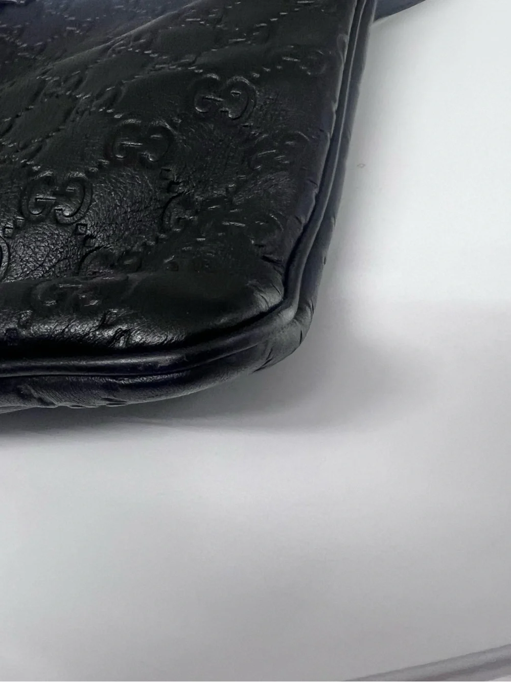 Gucci Black Embossed GG Leather Messenger Bag